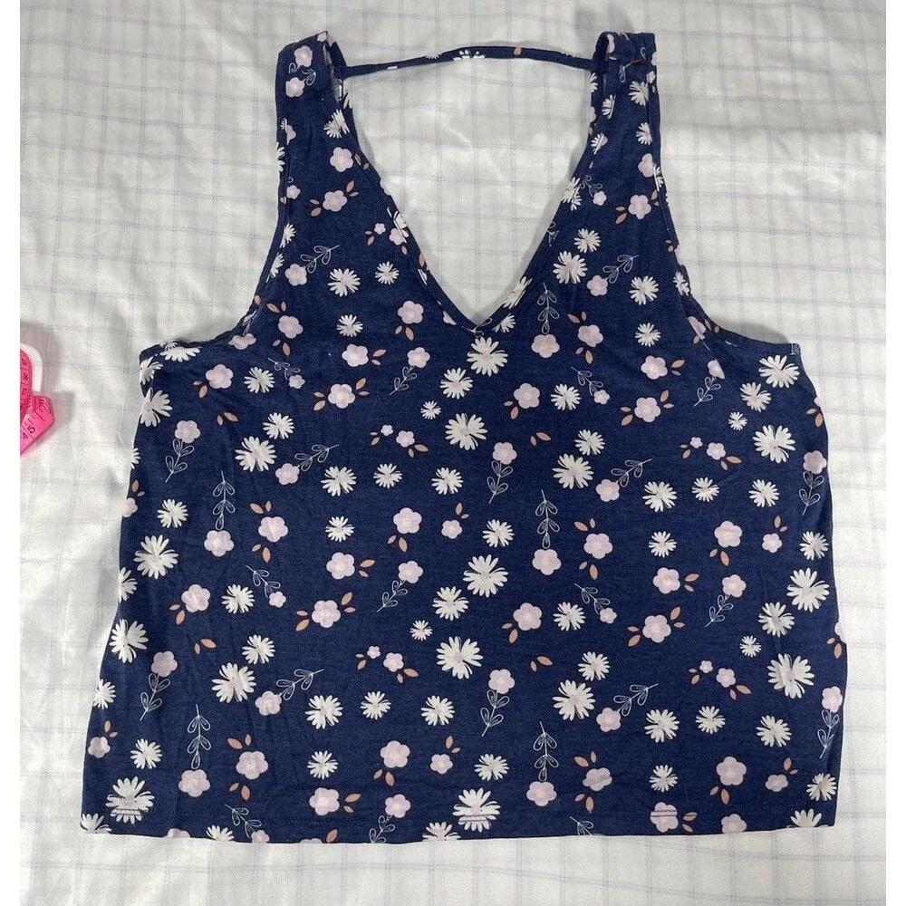 Target Stars Above Floral Pajama Tank Top Navy Blue Daisy Print Size L Large - Picture 3 of 8